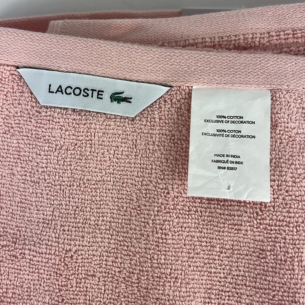 Lacoste Bath Towels Pink Green Crocodile Logo 100% Cotton 30